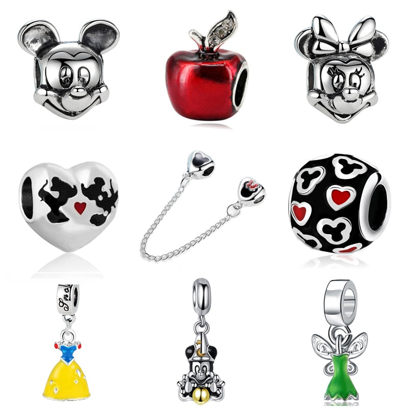 2018 Silver Plated Bead Cartoon Mouse Princess Dress Wallet Pendant Charm Beads Fit Pandora Women Diy Bracelets Bangles Jewelry