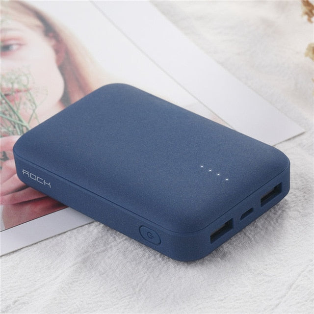 10000 mAh Power Bank for Xiaomi Powerbank,ROCK Mini Portable Ultra-thin Polymer Battery for iPhone SamSung and More bank power