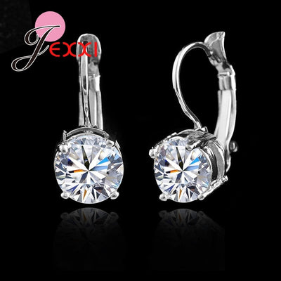 JEMMIN AAAAA 925 Sterling Silver Earrings White Exquisite Cubic Zirconia High Quality Ladies Fashion Jewelry Charming Gift
