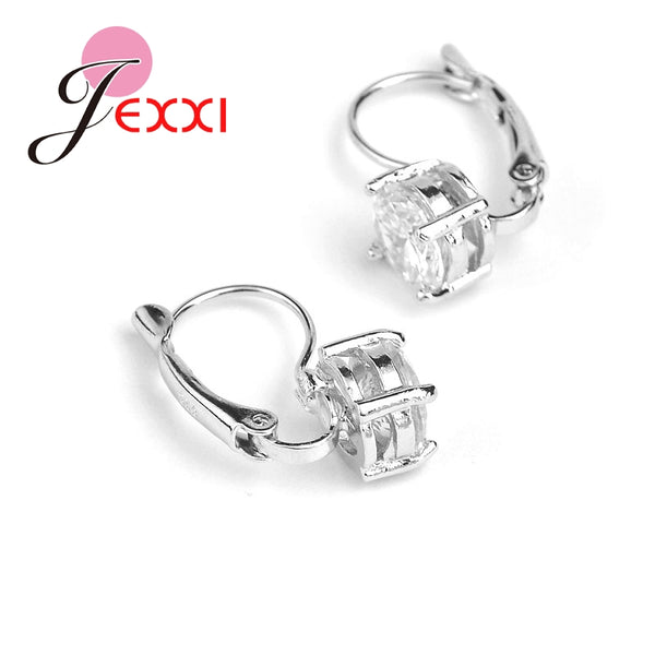 JEMMIN AAAAA 925 Sterling Silver Earrings White Exquisite Cubic Zirconia High Quality Ladies Fashion Jewelry Charming Gift