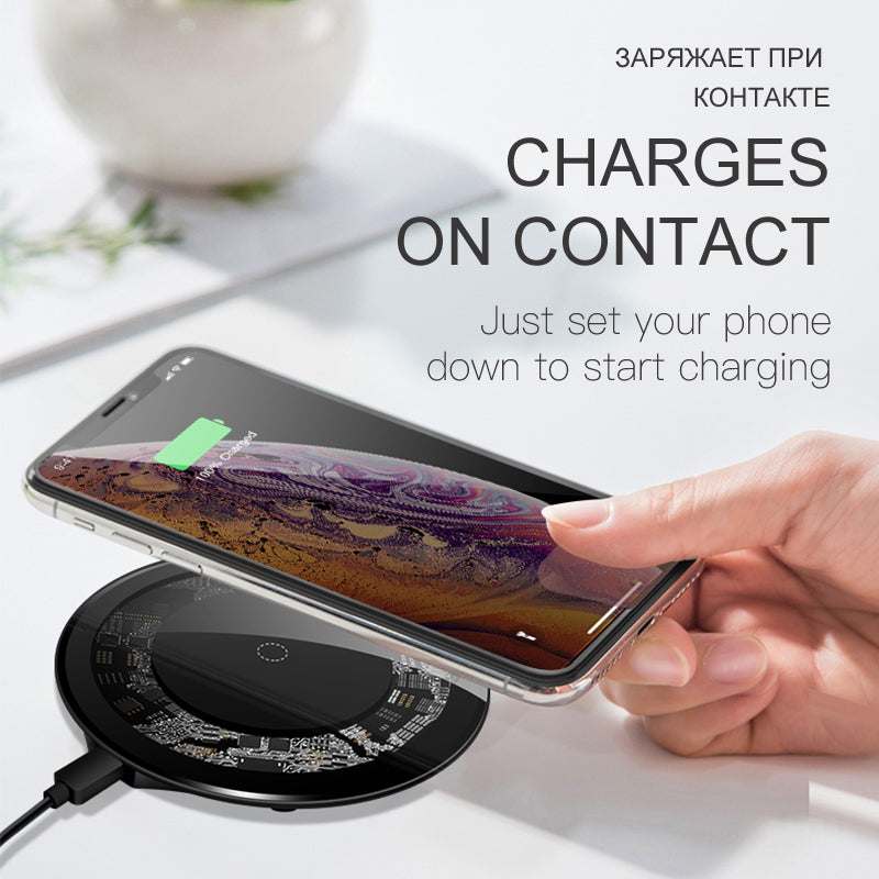 iONCT Qi Wireless Charger for iPhone X XR XS Max 8 Plus Visible USB Charging pad for Samsung S8 S9 Note 9 Phone wirless charger