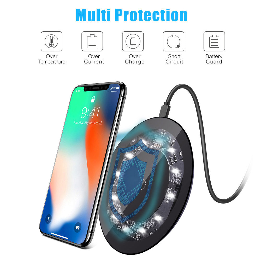 iONCT Qi Wireless Charger for iPhone X XR XS Max 8 Plus Visible USB Charging pad for Samsung S8 S9 Note 9 Phone wirless charger