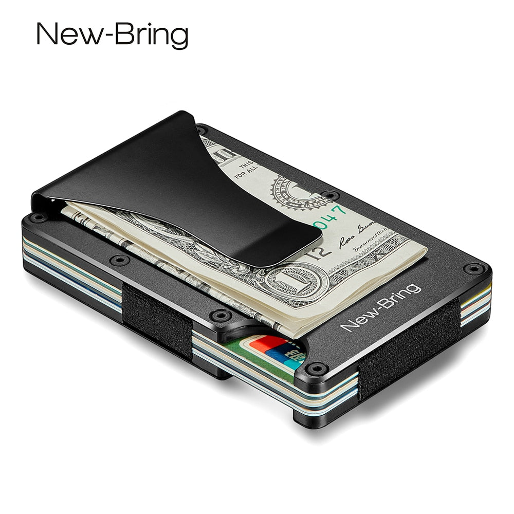 NewBring Metal Mini Money Clip Brand Fashion Black White Credit Card ID Holder With RFID Anti-thief Wallet Men