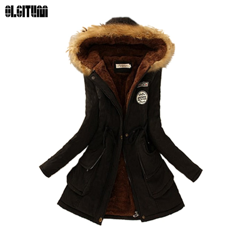 Winter women coat 2019 Women's Parka Casual Outwear Military Hooded fur Coat Down Jackets Winter Coat for Female CC001