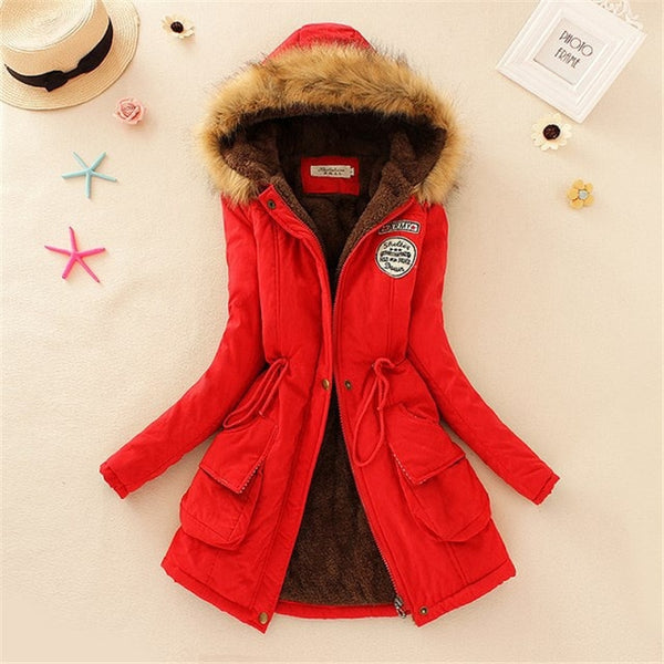 Winter women coat 2019 Women's Parka Casual Outwear Military Hooded fur Coat Down Jackets Winter Coat for Female CC001
