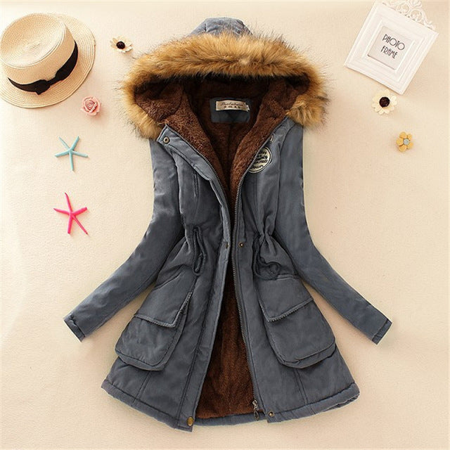 Winter women coat 2019 Women's Parka Casual Outwear Military Hooded fur Coat Down Jackets Winter Coat for Female CC001