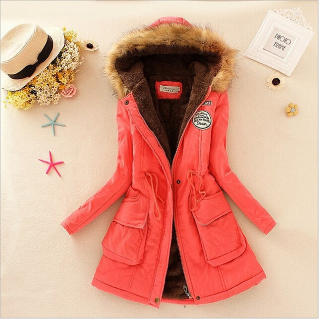 Winter women coat 2019 Women's Parka Casual Outwear Military Hooded fur Coat Down Jackets Winter Coat for Female CC001