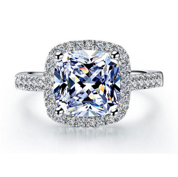 Jemmin NEW Fashion Square Clear Cubic Zirconia Finger Rings For Women Sterling Silver Trendy Full Size Ring Wholesale