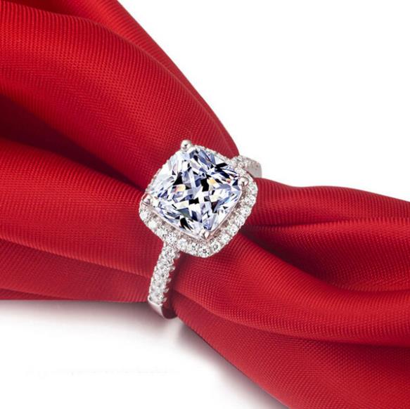Jemmin NEW Fashion Square Clear Cubic Zirconia Finger Rings For Women Sterling Silver Trendy Full Size Ring Wholesale