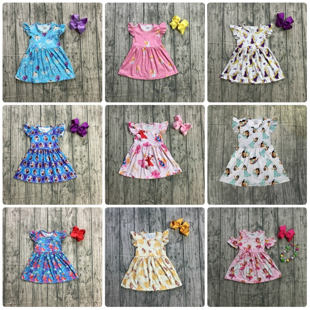 new arrivals summer baby girls children clothes short sleeve kenn length dress milk silk princess match accessory kids boutique