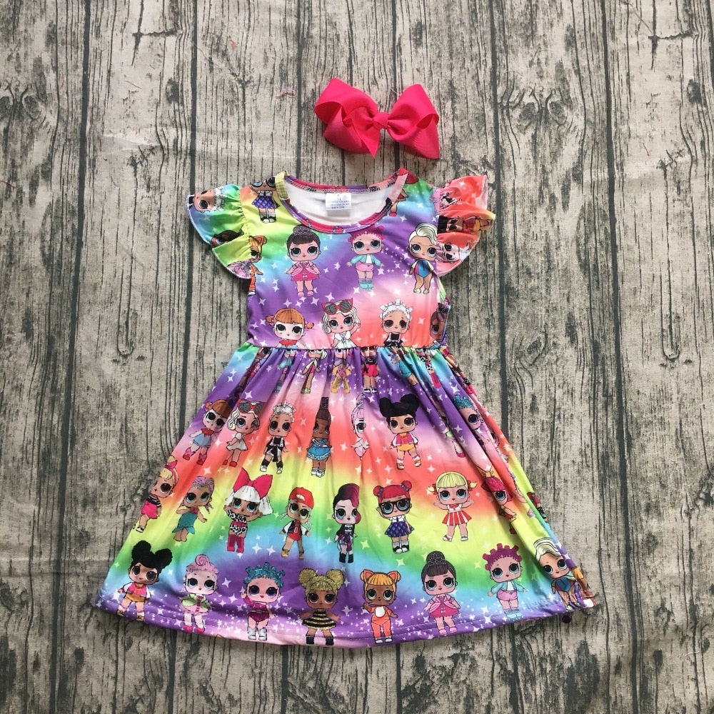 new arrivals summer baby girls children clothes short sleeve kenn length dress milk silk princess match accessory kids boutique