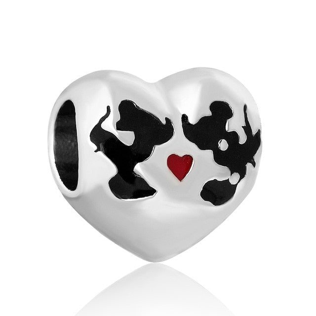 1pc european silver mickey minnie diy bead fit Original Pandora charms silver 925 Bracelet trinket jewelry for women S006