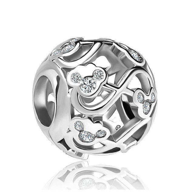 1pc european silver mickey minnie diy bead fit Original Pandora charms silver 925 Bracelet trinket jewelry for women S006