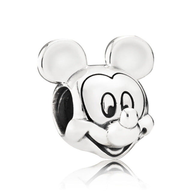 1pc european silver mickey minnie diy bead fit Original Pandora charms silver 925 Bracelet trinket jewelry for women S006