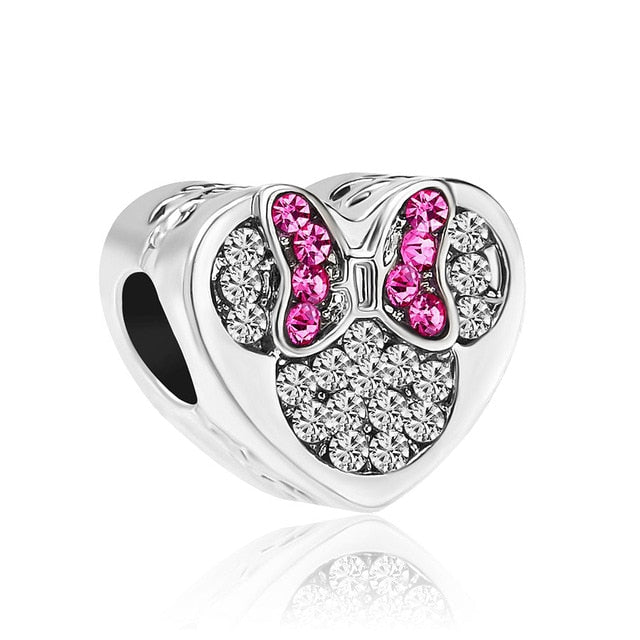 1pc european silver mickey minnie diy bead fit Original Pandora charms silver 925 Bracelet trinket jewelry for women S006