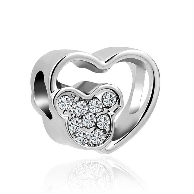 1pc european silver mickey minnie diy bead fit Original Pandora charms silver 925 Bracelet trinket jewelry for women S006