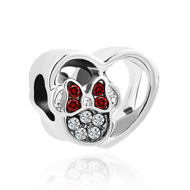 1pc european silver mickey minnie diy bead fit Original Pandora charms silver 925 Bracelet trinket jewelry for women S006