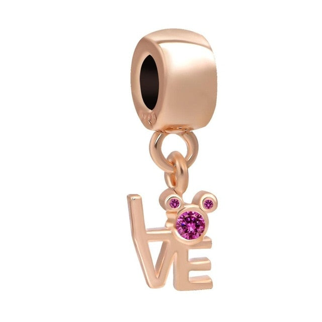 1pc european silver mickey minnie diy bead fit Original Pandora charms silver 925 Bracelet trinket jewelry for women S006