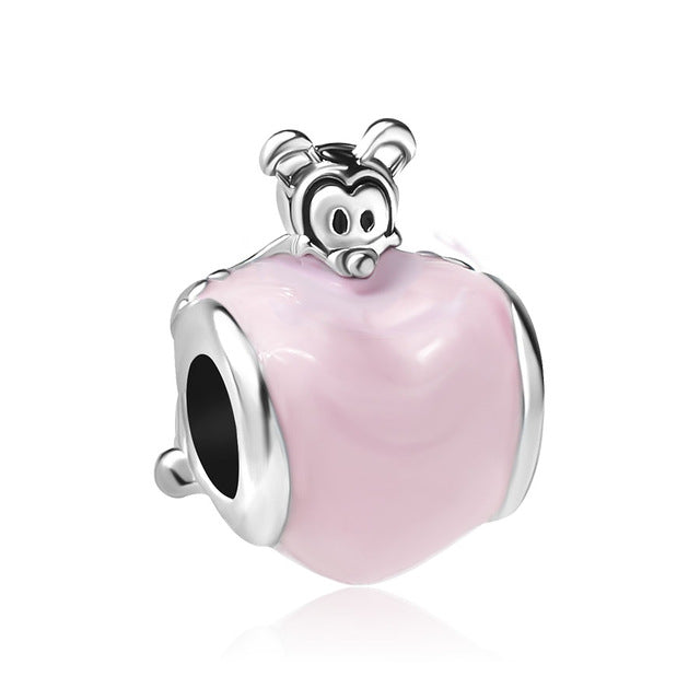 1pc european silver mickey minnie diy bead fit Original Pandora charms silver 925 Bracelet trinket jewelry for women S006