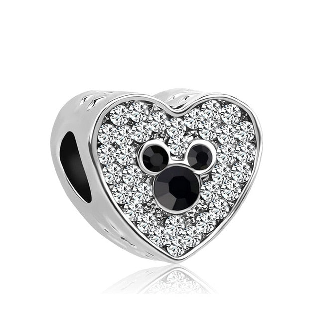 1pc european silver mickey minnie diy bead fit Original Pandora charms silver 925 Bracelet trinket jewelry for women S006