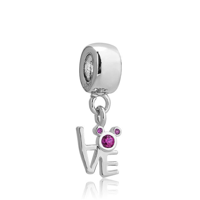 1pc european silver mickey minnie diy bead fit Original Pandora charms silver 925 Bracelet trinket jewelry for women S006