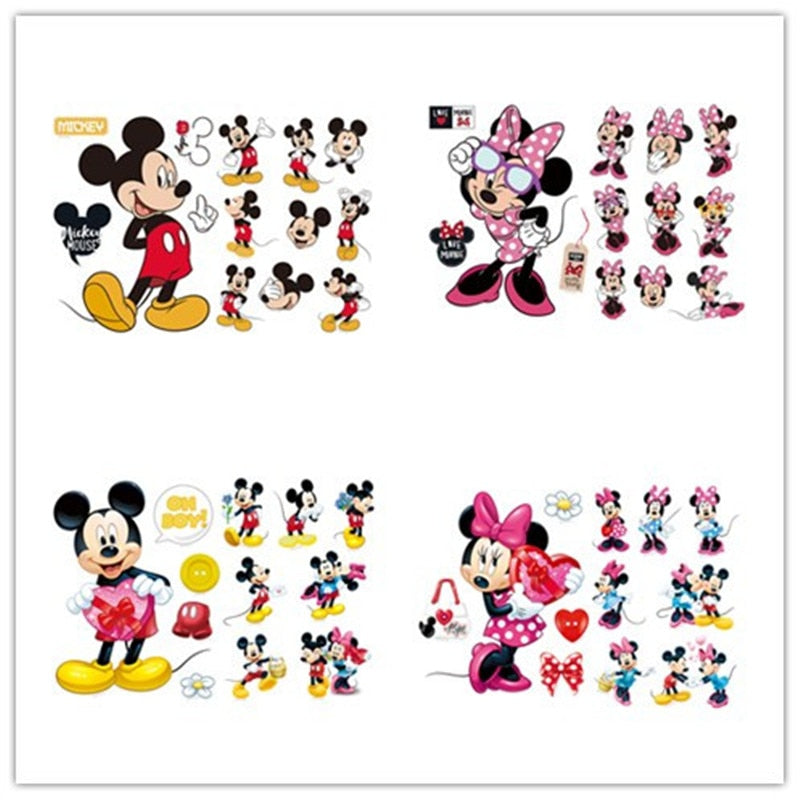 Cartoon Mickey Minnie Mouse baby home decals wall stickers for kids room baby bedroom wall art nursery amusement park DIY poster