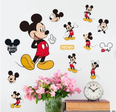 Cartoon Mickey Minnie Mouse baby home decals wall stickers for kids room baby bedroom wall art nursery amusement park DIY poster
