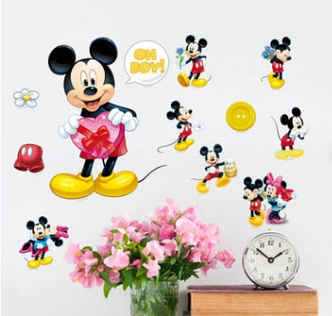 Cartoon Mickey Minnie Mouse baby home decals wall stickers for kids room baby bedroom wall art nursery amusement park DIY poster