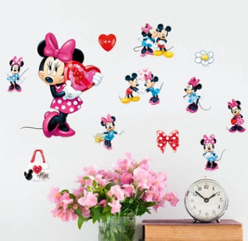 Cartoon Mickey Minnie Mouse baby home decals wall stickers for kids room baby bedroom wall art nursery amusement park DIY poster