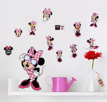Cartoon Mickey Minnie Mouse baby home decals wall stickers for kids room baby bedroom wall art nursery amusement park DIY poster