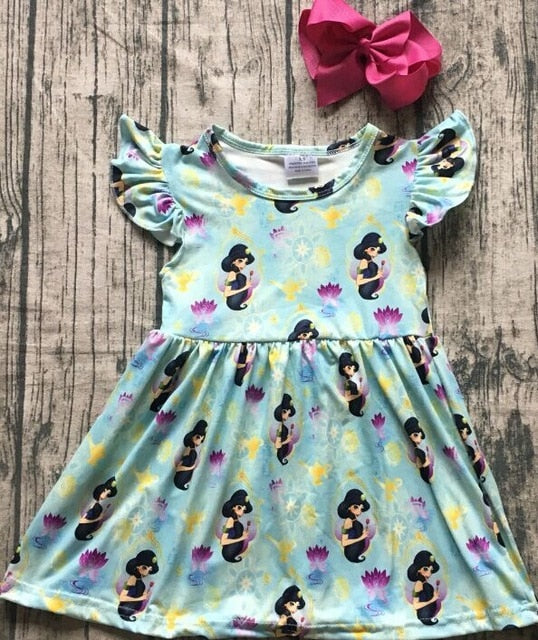 new arrivals summer baby girls children clothes short sleeve kenn length dress milk silk princess match accessory kids boutique