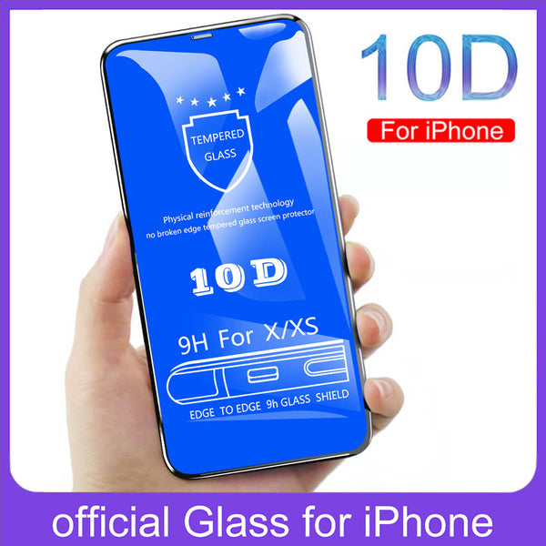 10D Tempered Glass for iPhone X XS 8 7 6 6s Plus Screen Protector full cover Glass for iphone XS Max XR Protective Film
