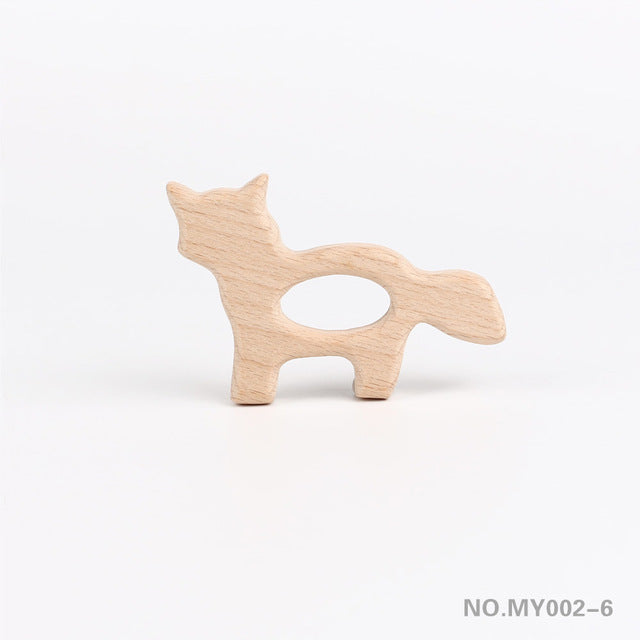 TYRY.HU Wooden Teethers Animal Shape Baby Teether Beads Toy BPA FREE Natural Safe Food Grade Baby Shower Gift DIY Jewelry Making