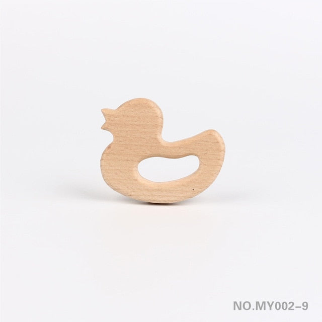 TYRY.HU Wooden Teethers Animal Shape Baby Teether Beads Toy BPA FREE Natural Safe Food Grade Baby Shower Gift DIY Jewelry Making