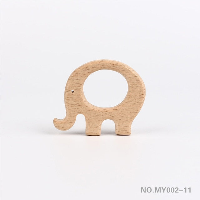 TYRY.HU Wooden Teethers Animal Shape Baby Teether Beads Toy BPA FREE Natural Safe Food Grade Baby Shower Gift DIY Jewelry Making
