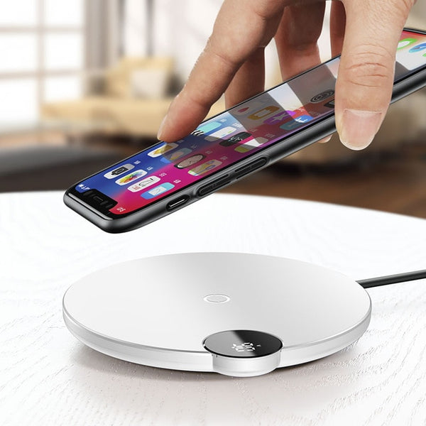 Baseus LED Qi Wireless Charger For iPhone Xs Max XR X 8 10W Fast Wirless Wireless Charging Pad For Samsung S9 S8 Xiaomi MIX 3 2s