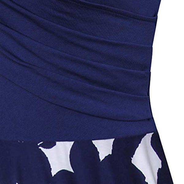 CHAMSGEND Dress Women's Short Sleeve Cross V- Neck Dresses Vintage Elegant Flared A-Line Dress vestidos de fiesta Femme 1.DEC.30