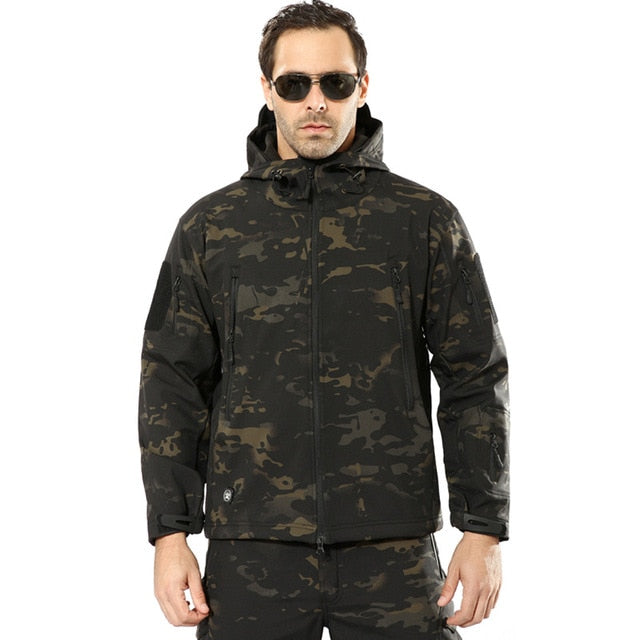 Softshell Jacket Men Fleece Waterproof Windproof Warm Winter Camouflage Windbreaker Hiking Hunting Coat Military Jacket Tactical