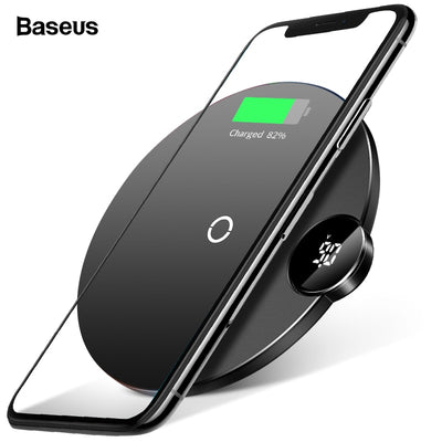 Baseus LED Qi Wireless Charger For iPhone Xs Max XR X 8 10W Fast Wirless Wireless Charging Pad For Samsung S9 S8 Xiaomi MIX 3 2s