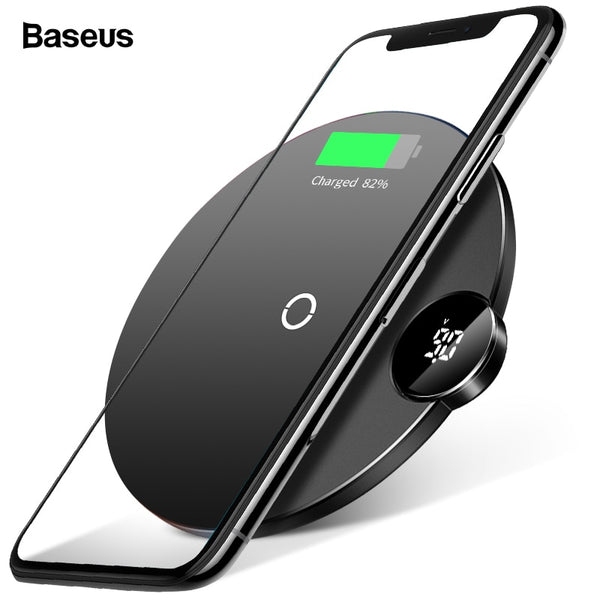 Baseus LED Qi Wireless Charger For iPhone Xs Max XR X 8 10W Fast Wirless Wireless Charging Pad For Samsung S9 S8 Xiaomi MIX 3 2s