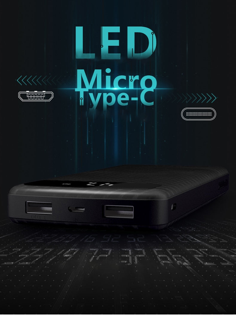 20000mAh power bank  with LED digital display SCUD external battery dual USB highspeed fast charge slim portable powerbank 2.1A