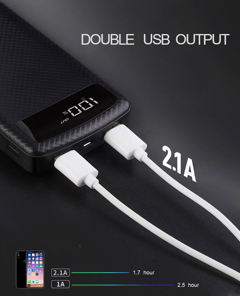20000mAh power bank  with LED digital display SCUD external battery dual USB highspeed fast charge slim portable powerbank 2.1A