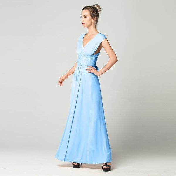 Sexy Long Dress Bridesmaid Formal Multi Way Wrap Convertible Infinity Maxi Dress Red Hollow Out Party Bandage Vestidos FICUSRONG