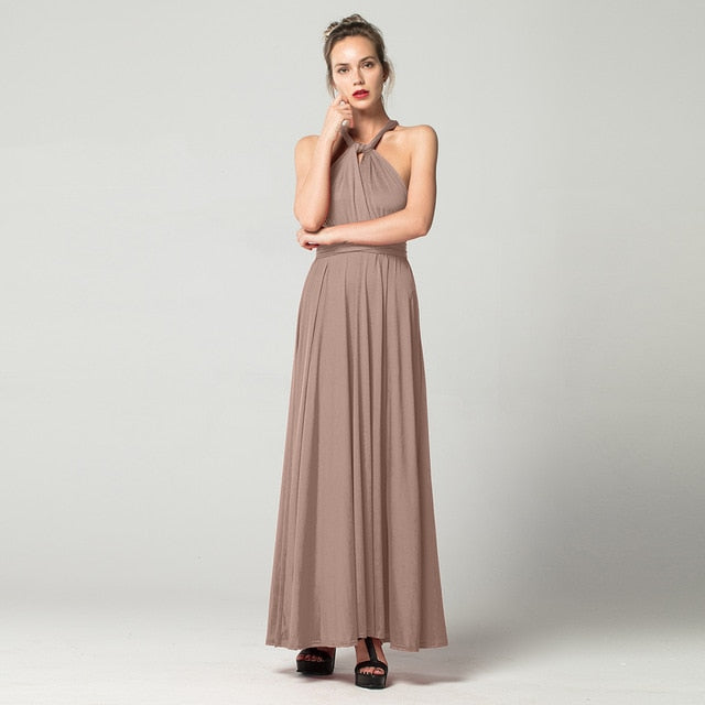Sexy Long Dress Bridesmaid Formal Multi Way Wrap Convertible Infinity Maxi Dress Red Hollow Out Party Bandage Vestidos FICUSRONG