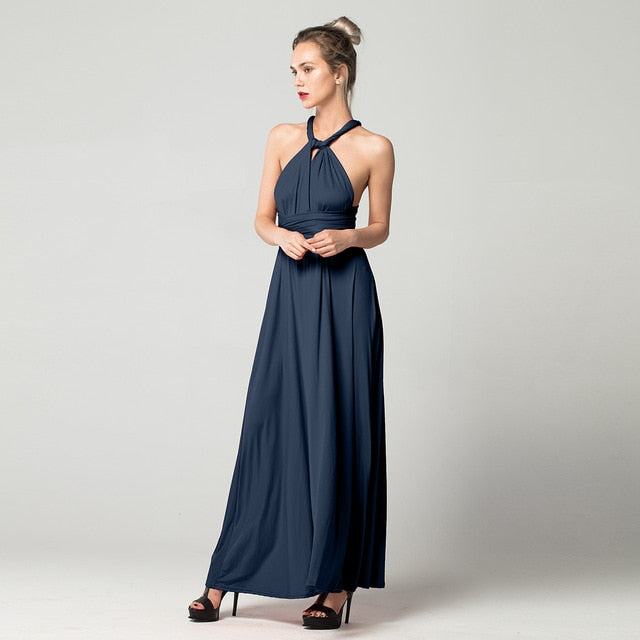 Sexy Long Dress Bridesmaid Formal Multi Way Wrap Convertible Infinity Maxi Dress Red Hollow Out Party Bandage Vestidos FICUSRONG