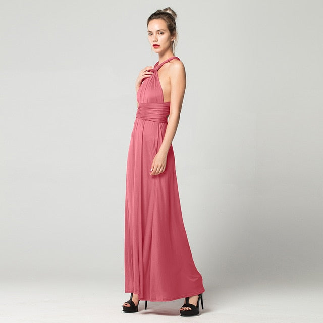 Sexy Long Dress Bridesmaid Formal Multi Way Wrap Convertible Infinity Maxi Dress Red Hollow Out Party Bandage Vestidos FICUSRONG