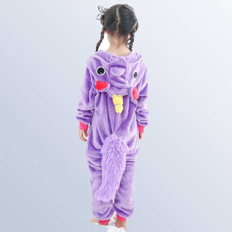Children's Pajamas for Boys Girls Unicorn Pajamas Flannel Kids Pijamas Set Animal Kids Sleepwear Winter Boys Gilrs Onesies 4-12