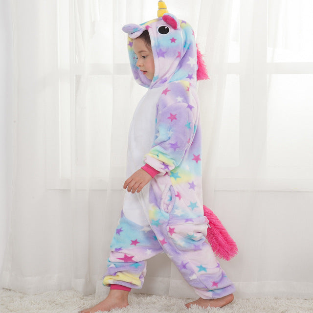 Children's Pajamas for Boys Girls Unicorn Pajamas Flannel Kids Pijamas Set Animal Kids Sleepwear Winter Boys Gilrs Onesies 4-12