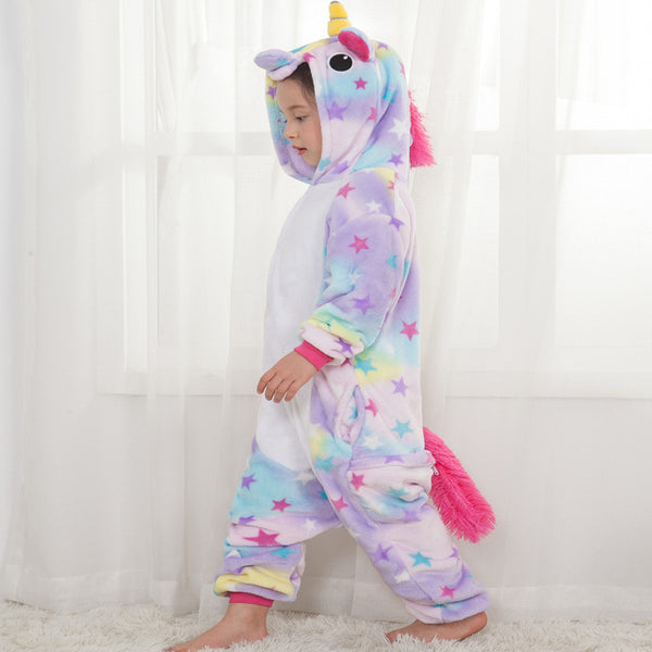 Children's Pajamas for Boys Girls Unicorn Pajamas Flannel Kids Pijamas Set Animal Kids Sleepwear Winter Boys Gilrs Onesies 4-12