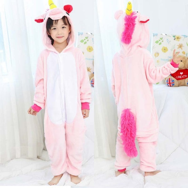 Children's Pajamas for Boys Girls Unicorn Pajamas Flannel Kids Pijamas Set Animal Kids Sleepwear Winter Boys Gilrs Onesies 4-12
